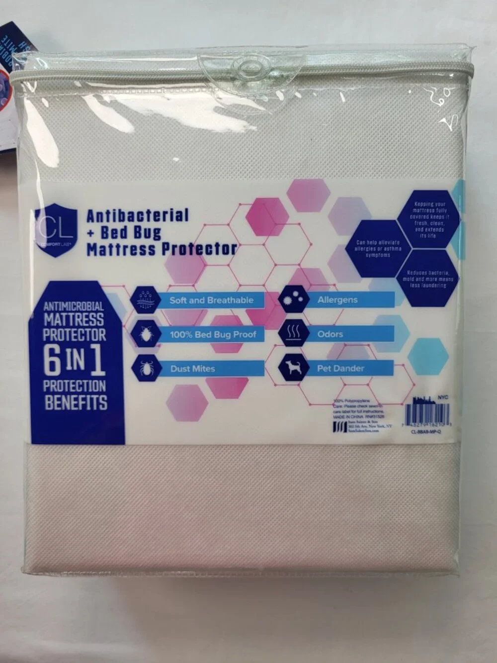 Comfort Lab Queen Antimicrobial Bed Bug Mattress Protector NWT